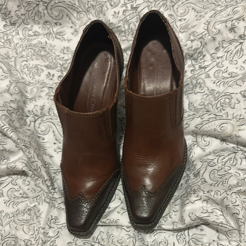 Coldwater Creek Claudia Brown Leather Booties | Slip-On Western Style | Size 6.5